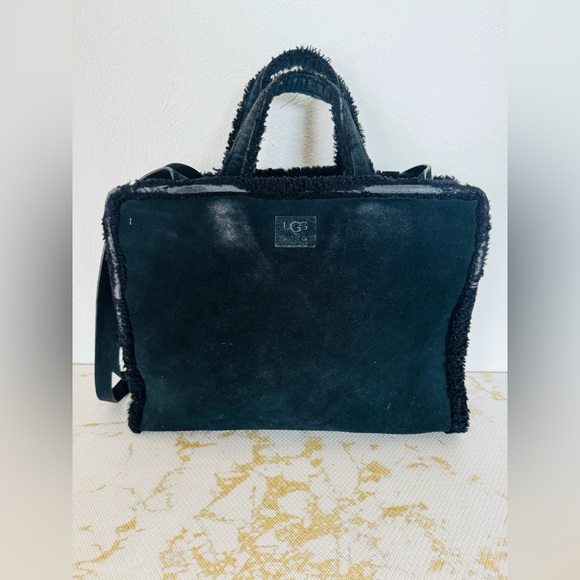 🔥🔥FINAL CLEARENACE 🔥🔥 UGG x TELFAR Black Suede Leather Tote Bag - Picture 4 of 11